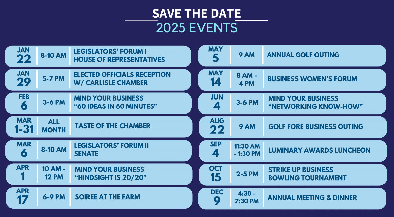 Save the date for these 2025 annual events west shore chamber of